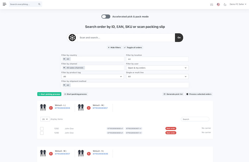 ChannelDock haar orderpicksysteem waar multi order picking mogelijk mee is