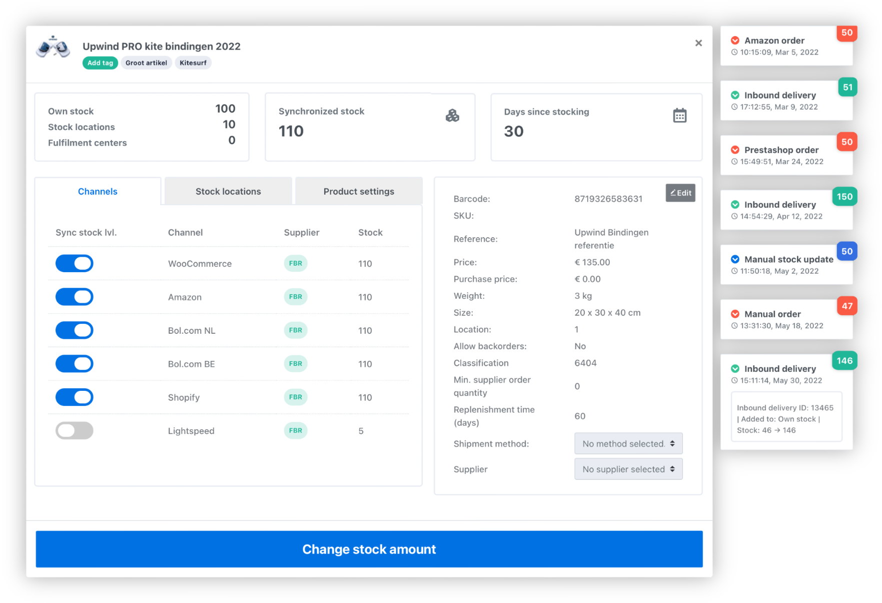 inventory stock level synchronisation multi channel